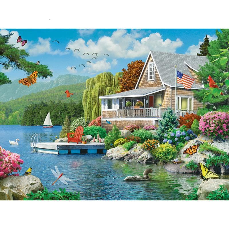 5D DIY Diamond Painting Riverside Town Embroidery Mosaic Cross Stitch Rhinestone Decoration 20X30CM