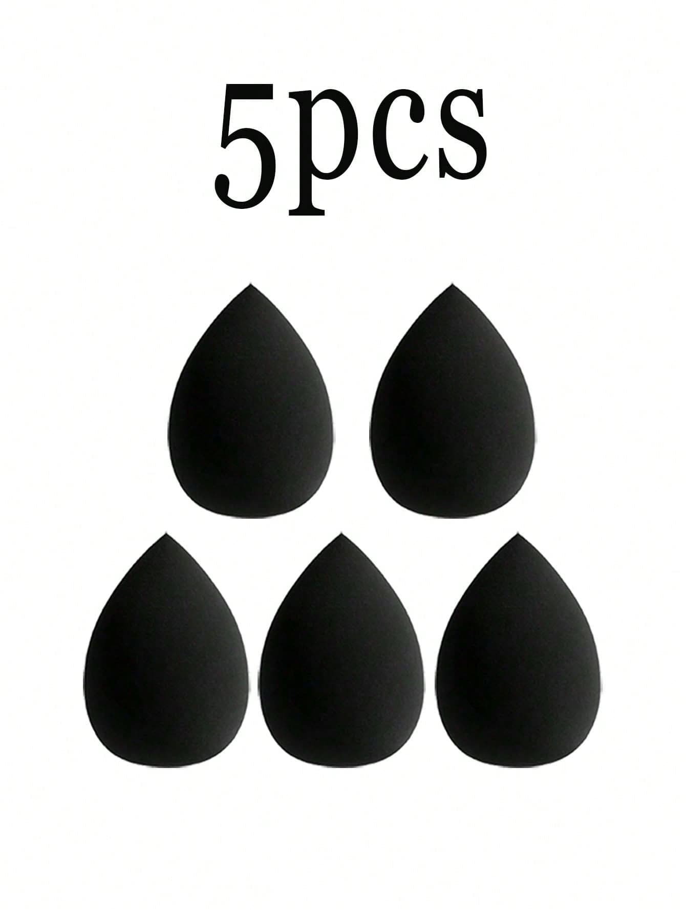 5pcs Multi-Functional Black Makeup Sponges, Foundation Blending Sponges Smooth Makeup Sponges Water Drop Shaped Dry & Wet Use Makeup Tools black