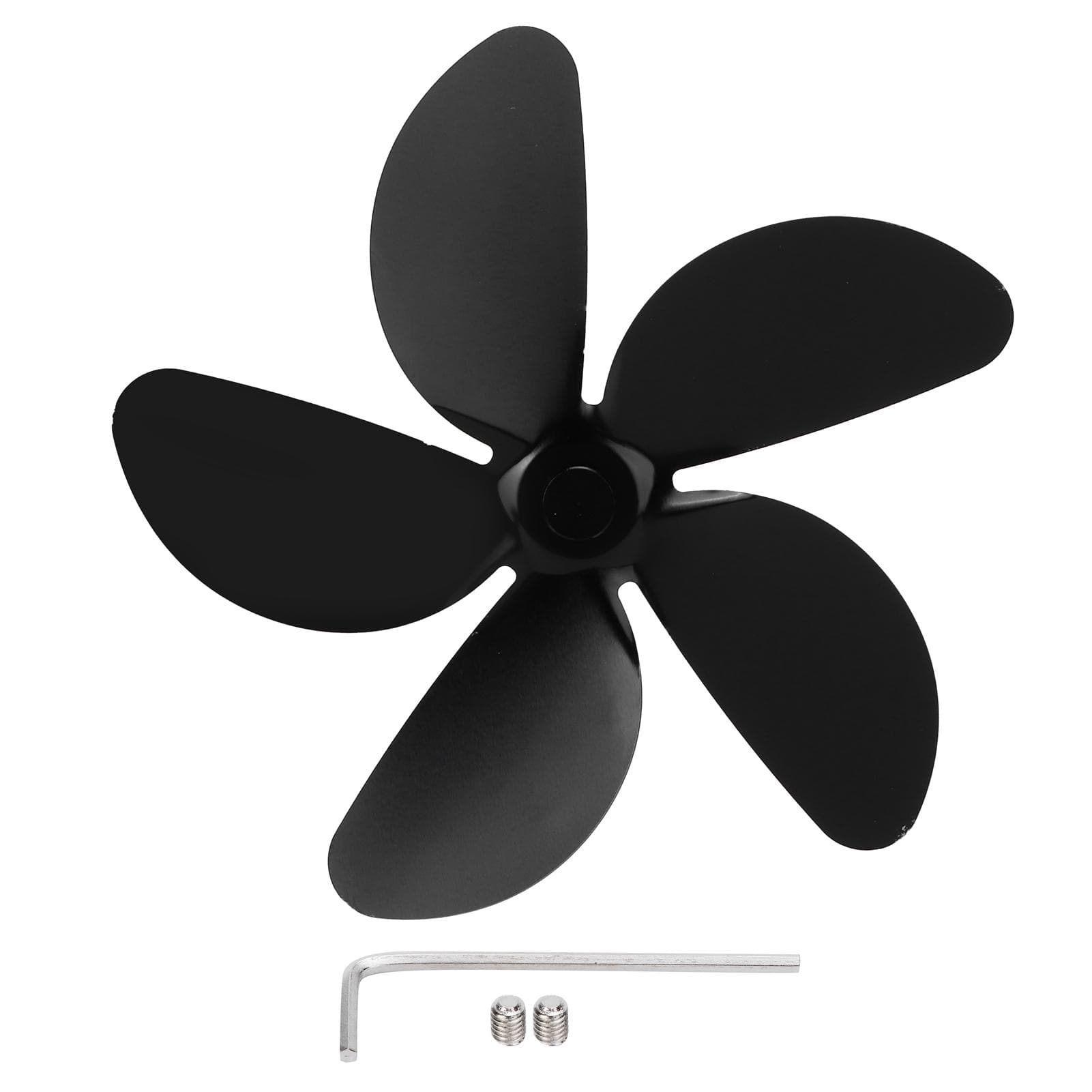 Fireplace Fan Blade Universal Aluminum Alloy 5-Blade Heat Powered Fan Accessory Black