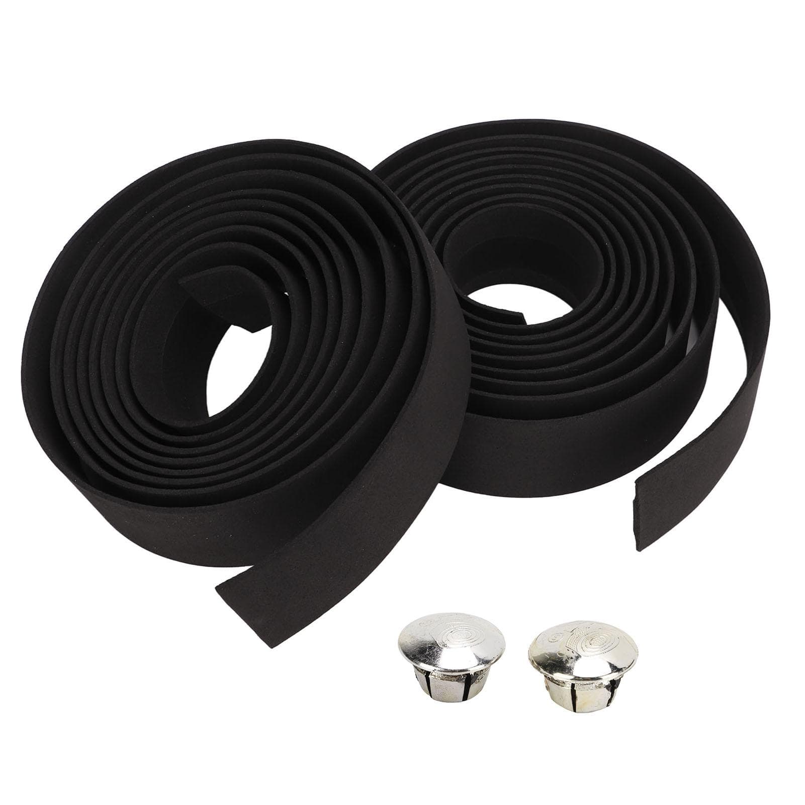 Road Bicycle Handlebar Wrap Tape with Silver Handle Plug EVA PU Antislip Shock Absorption for