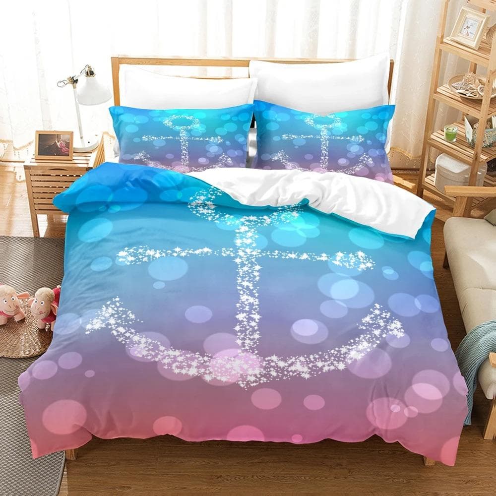 Marine style anchor Bedding Set Single Twin Full Queen King Size Anchor sign Bed Set Aldult Kid Bedroom Duvetcover Sets 3D 210X210cm-3pcs