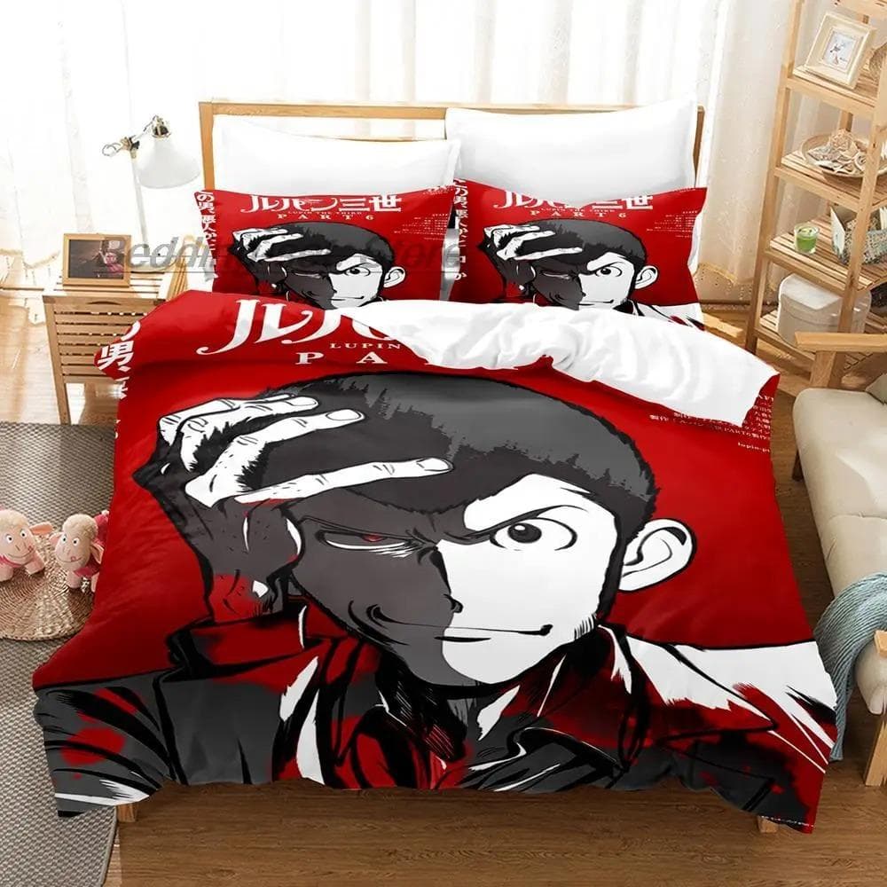 Lupin the 3rd Bedding Set Single Twin Full Queen King Size Bed Set Aldult Kid Bedroom Duvetcover Sets 3D Print Anime AU Single 140x210cm