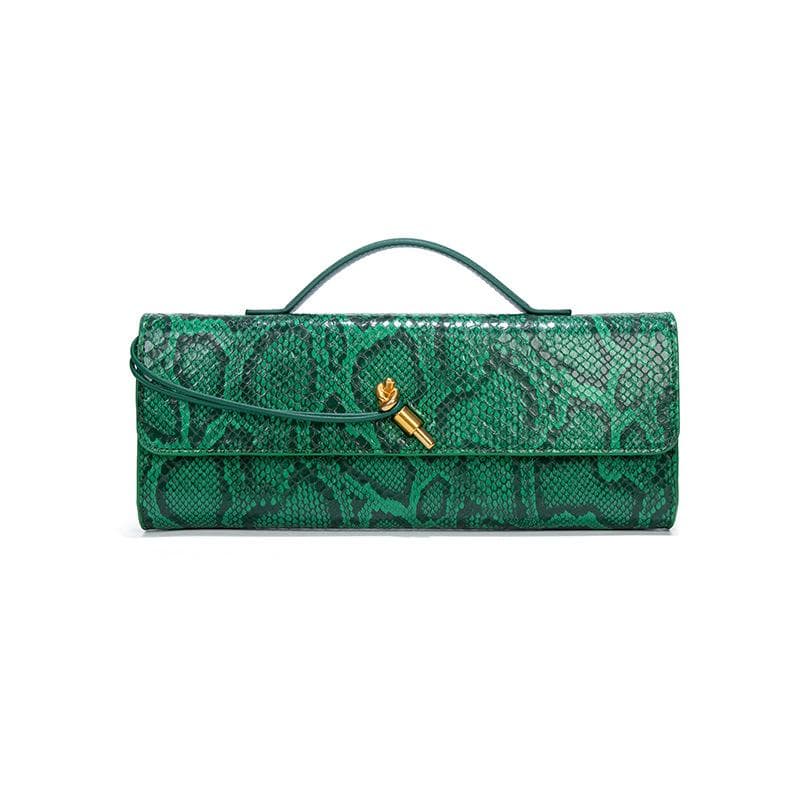 Women's Snake-patterned High-end Handbag, Hand-held Dinner Bag, Lightweight Hand-held Shoulder Bag, Fashionable Crossbody Baguette Bag
