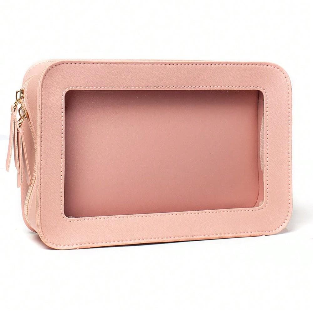1pc Medium Transparent Makeup Bag, Waterproof, Can Hold Lipsticks, Travel Essential, Gift For Women, Christmas Gift,Pouch,Makeup Pouch pink