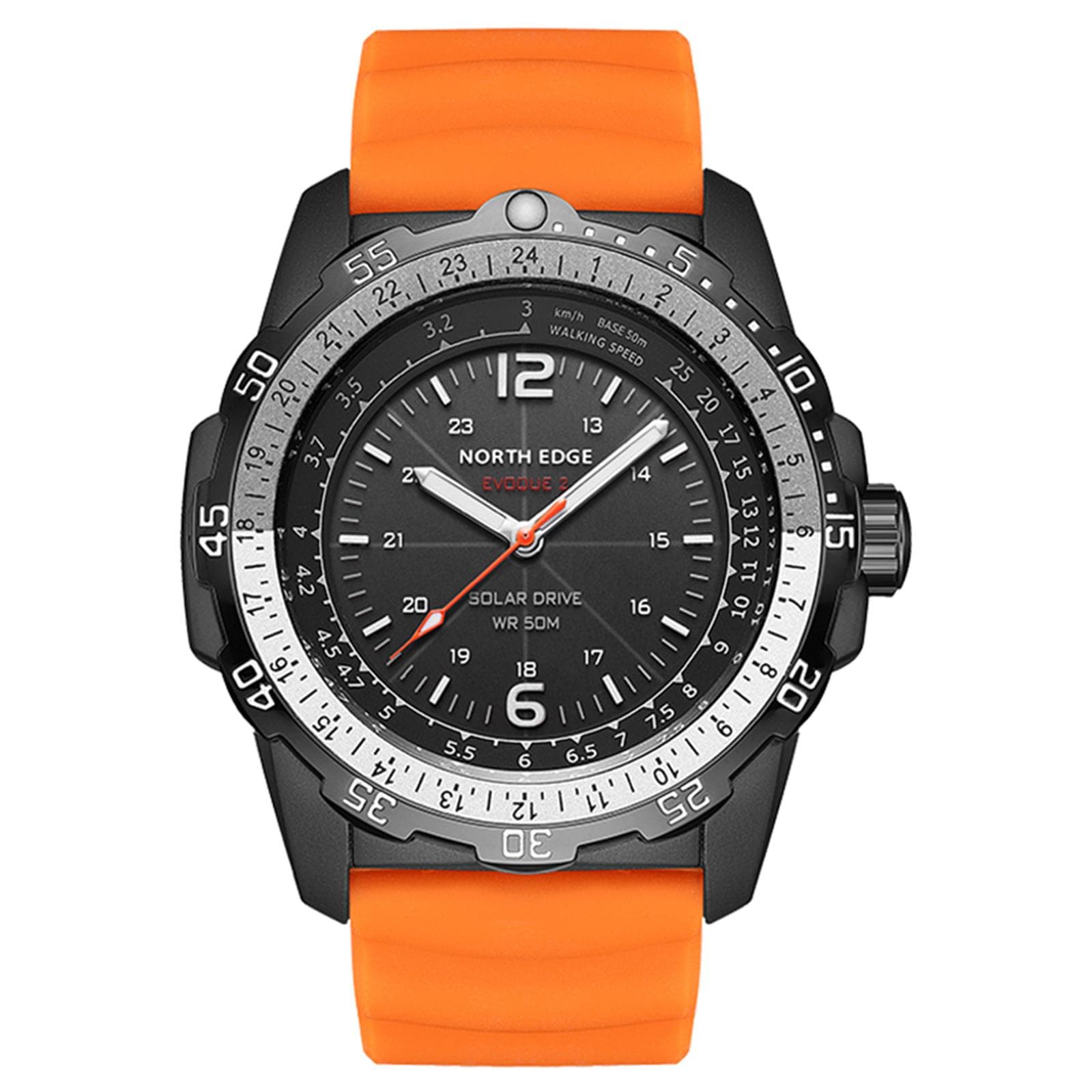 Men s Solar Powered Digital Watch 50M Waterproof Outdoor Sports Watch Luminous Watch orange