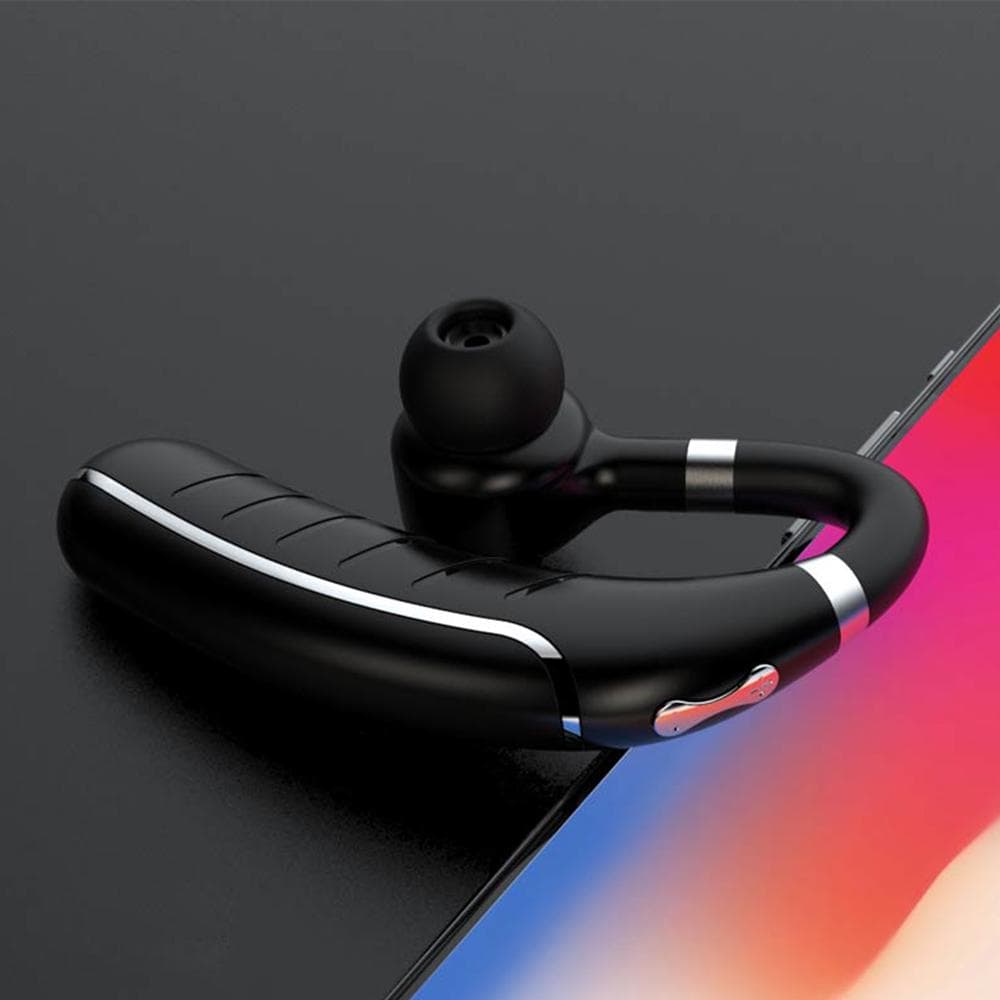FC1 Business Bluetooth 5.0 Headset Wireless Headphones Ear-hook Earphone Noise Cancelling Hands-free with Mic Voice Broadcast black/silver