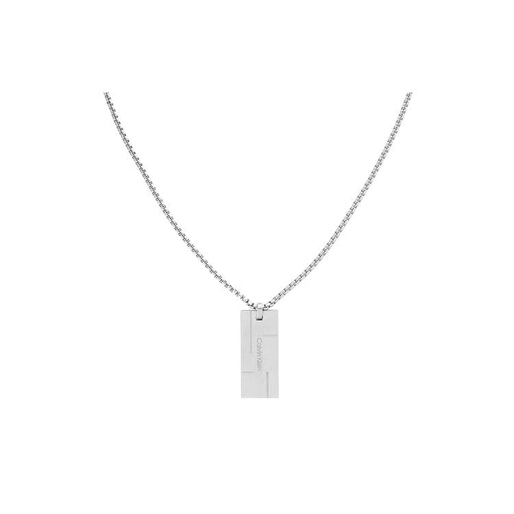 Calvin Klein Vintage Small Square Adjustable Stainless Steel Logo Necklace Unisex necklace 35000058 Without Gift Box