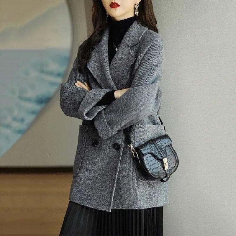 Medium and Long Woolen Coat Women's New Loose and Thin Versatile Foreign Woolen Coat 4XL
