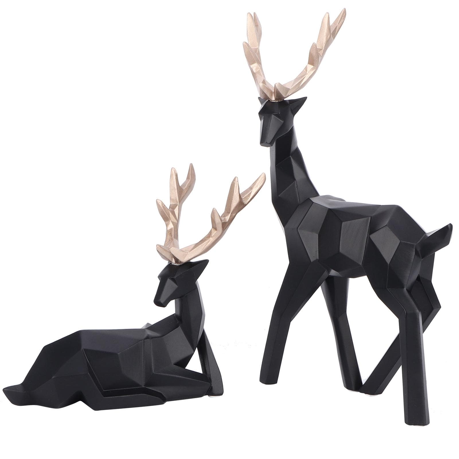 Nordic Style Resin Elk Statue Sculpture Tabletop Ornaments Geometric Crafts Home Decor