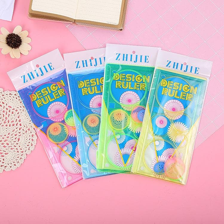 Children's Four-Color Kaleidoscope Drawing Board Ruler Set 20cm*10cm