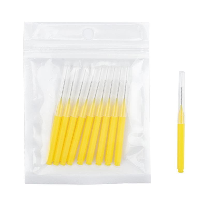 10Pcs Cleaner Interdental Brush Dental Floss Brushes Braces Light Tooth Picks Flossers Picks Eyelash Brush Beauty Tool Brush yellow