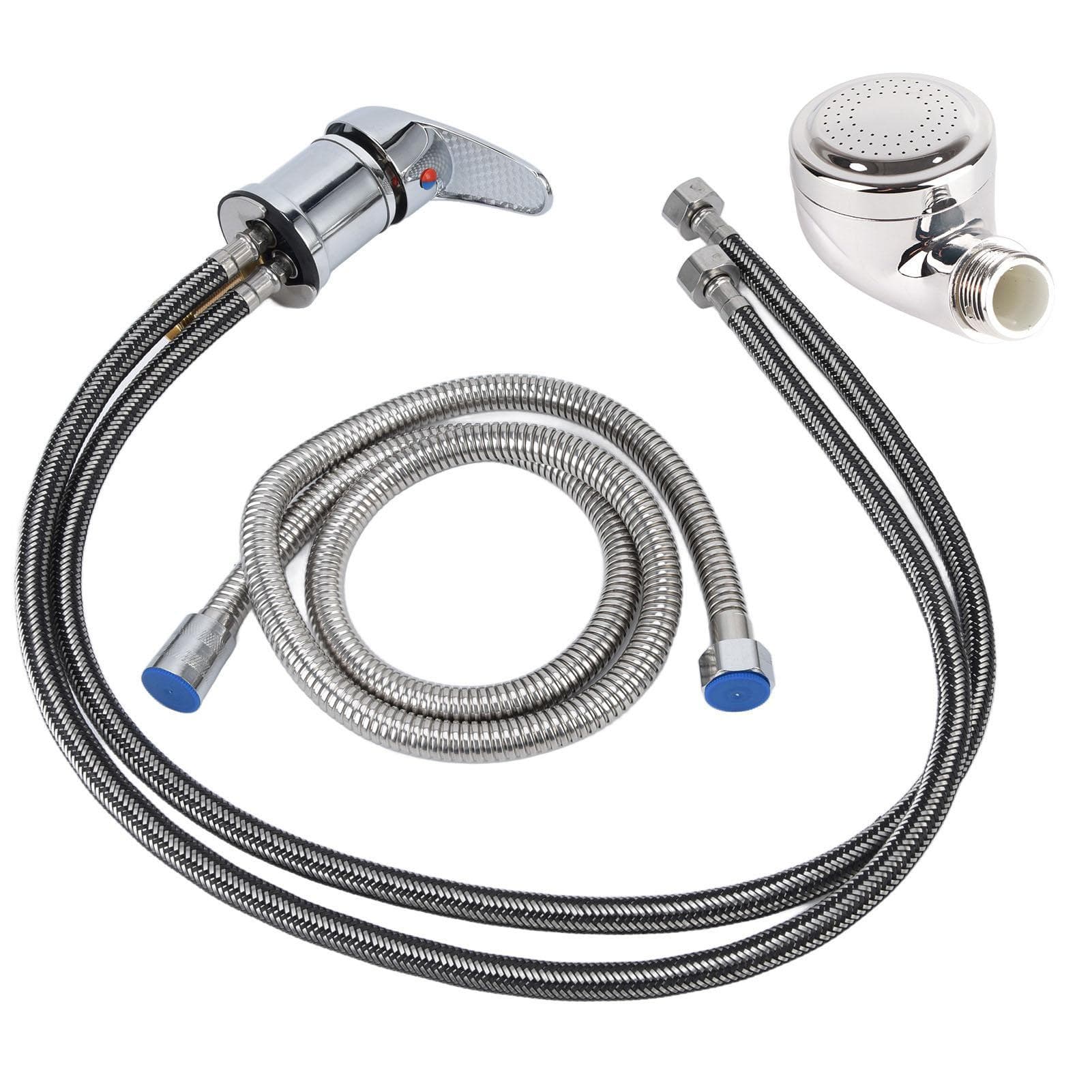 Shampoo Bed Faucet Sprayer Switch Set Zinc Alloy Chrome Plating for Club Beauty Salon Barbershop SPA