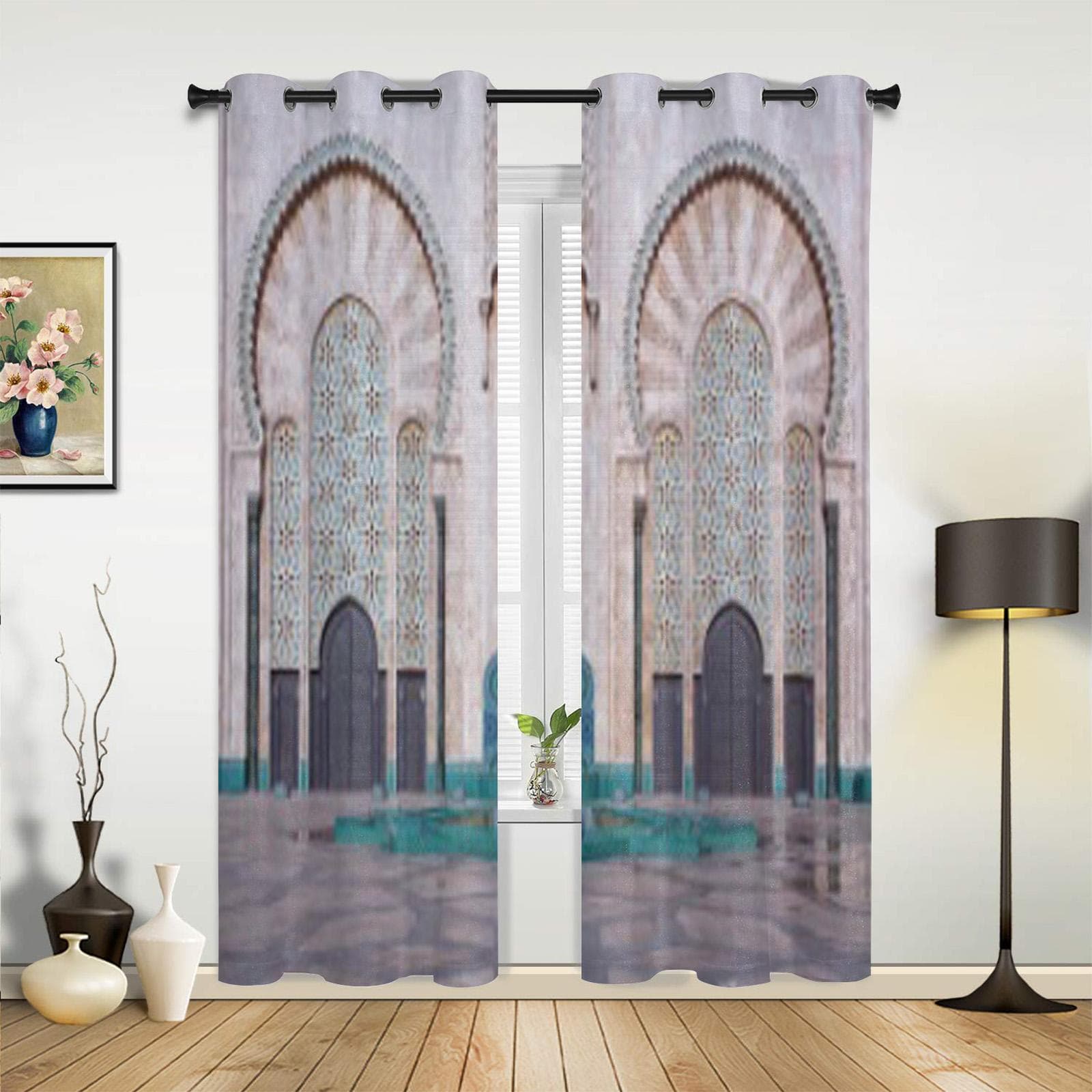 Plants Watercolor Flowers Window Curtains for Living Room Luxury Bedroom Curtain Kitchen Blinds Drapes Curtains 135W x 60H(cm) x1