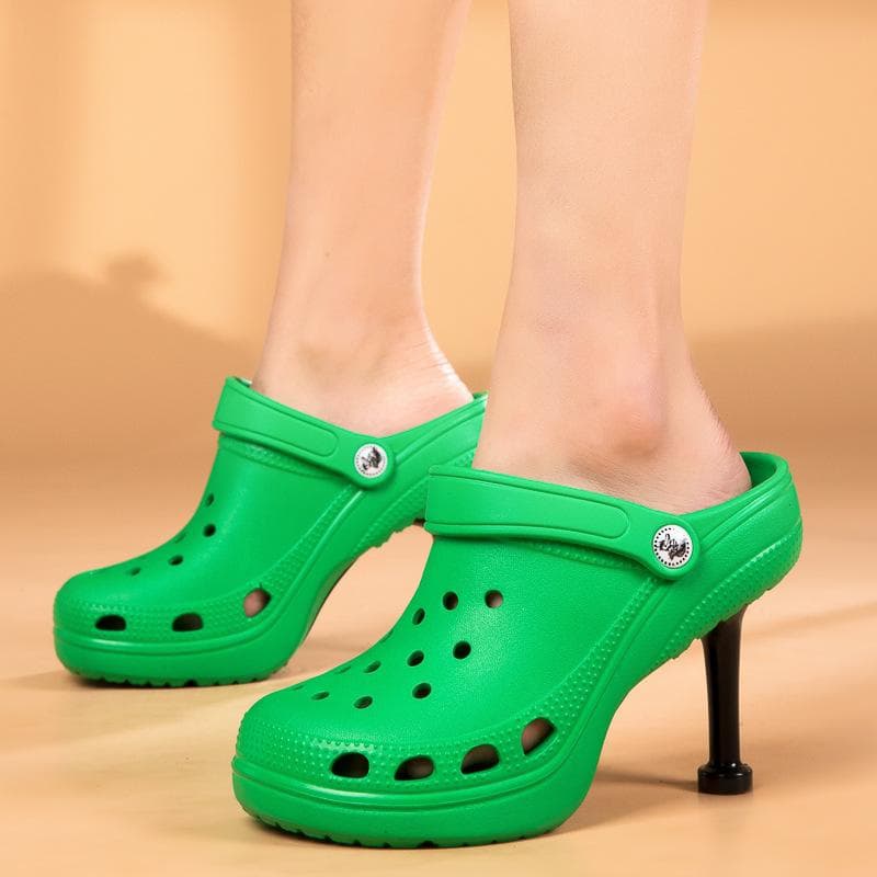Women's Sandals Novelties 2022 Personalized Creative High-heeled Sandals Ladies Summer Shoes 38 green