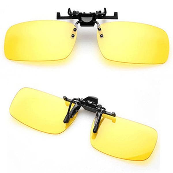 Maxnina Unisex Fashion Day Night Vision Clip-on Flip-up Lens Sunglass Driving Glasses Practical S yellow