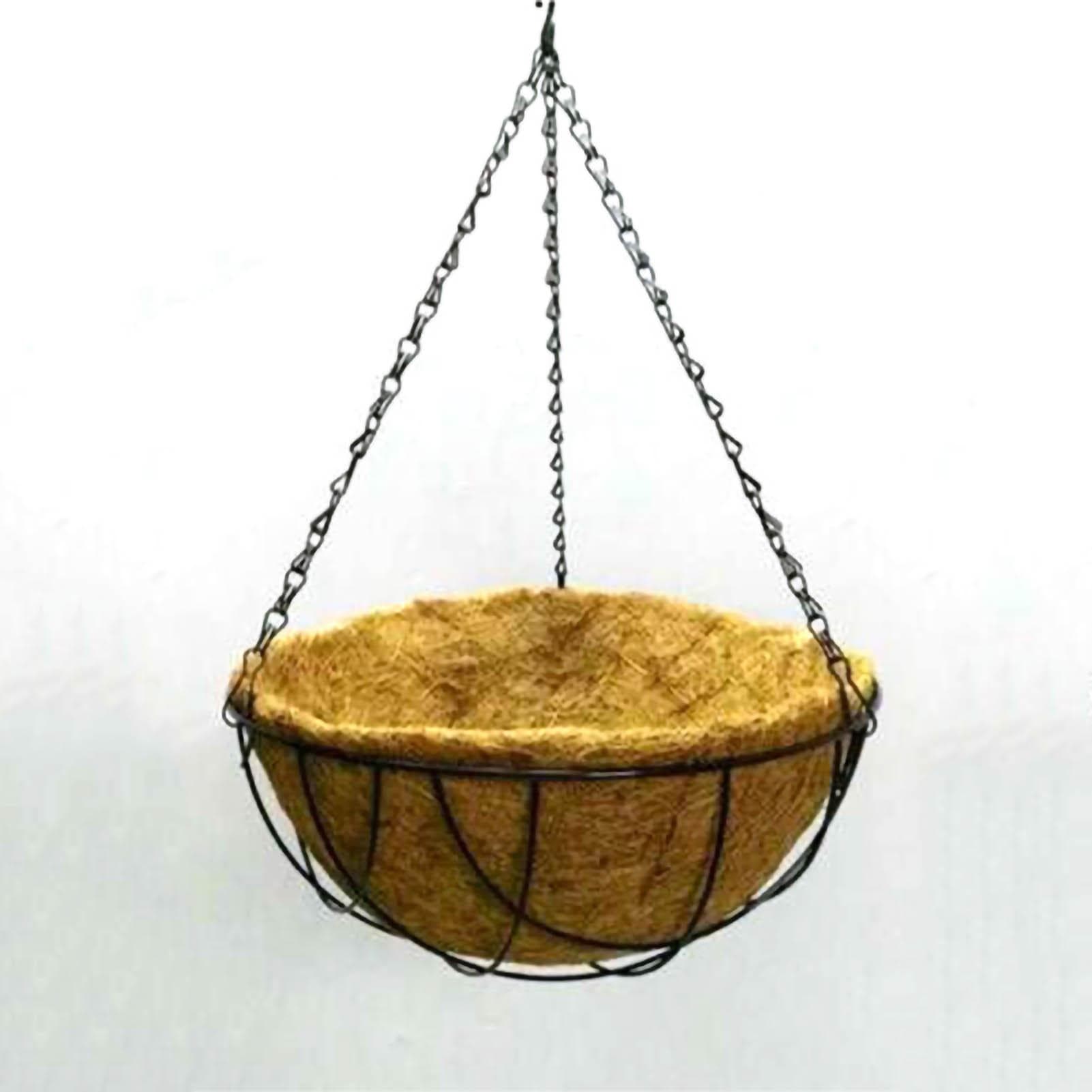 Hanging Basket Flower Pot Half Round Wire Plant Holder with Chain for Porch Garden Balcony 12in Dia 30cm Height