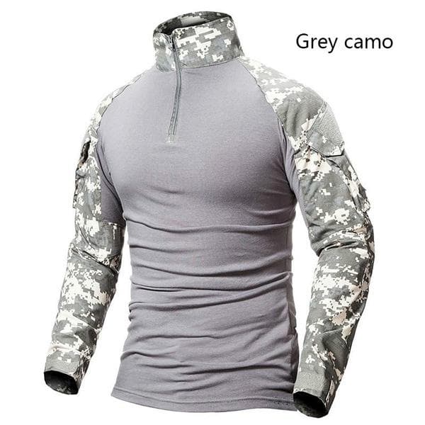 Men Tactical Shirt Outdoor Wear-resistant Camouflage T-Shirts Male Military Long Sleeve Shirts Camping Hiking Tops Army Combat Shirts S