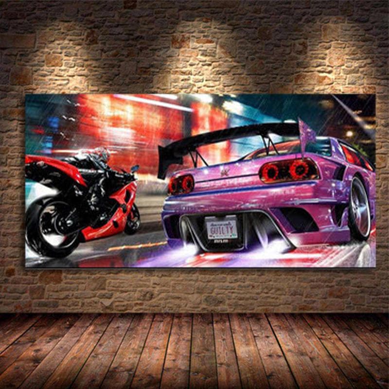 Modern Supercar Canvas Paintings Cool Rally Race Racing Car Posters and Prints Wall Art Pictures for Living Bedroom Home Decor No Frame 50*70cm