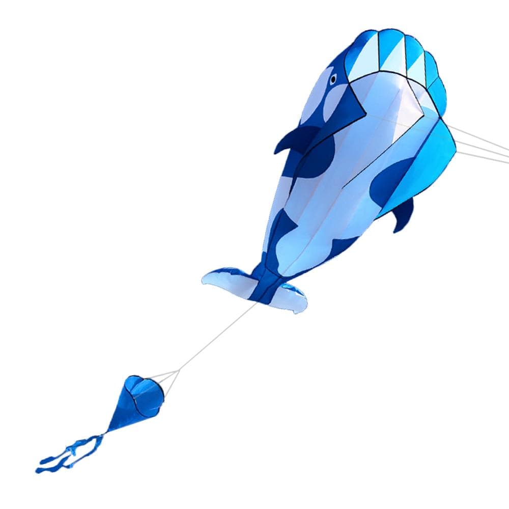 3D Kite Huge Frameless Soft Parafoil Giant Whale Flying Kite white/blue