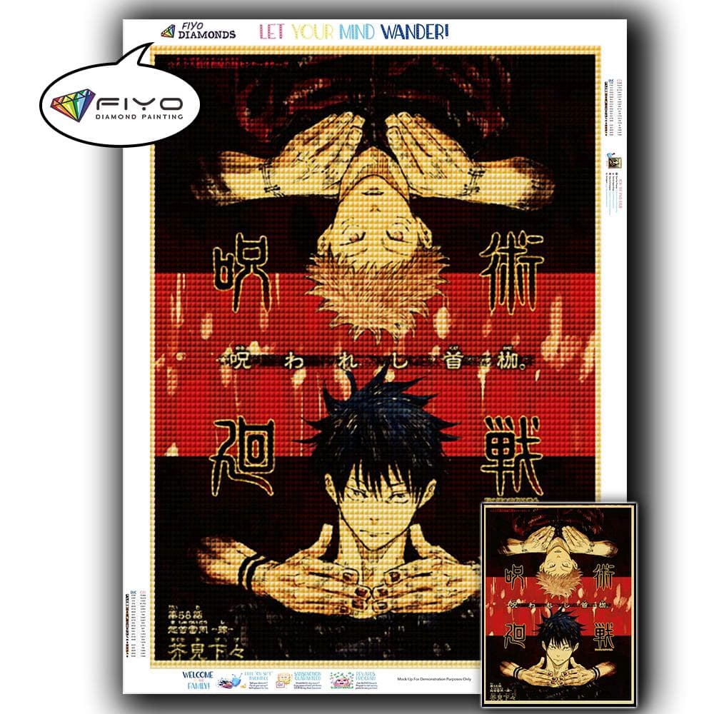 5D DIY Diamond Embroidery Anime Jujutsu Kaisen Picture of Rhinestone Diamond Painting Paper Vintage Poster Diamond Mosaic Needlework Home Decor Full Round 20X30CM