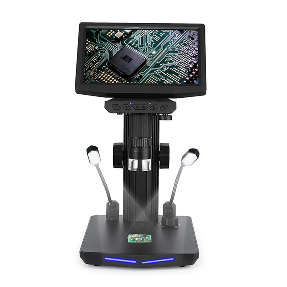 48MP USB Digital Microscope 1440P Lightness Adjustable 500X-1000X Zoom Rate Support 32G TF Card 7in screen black