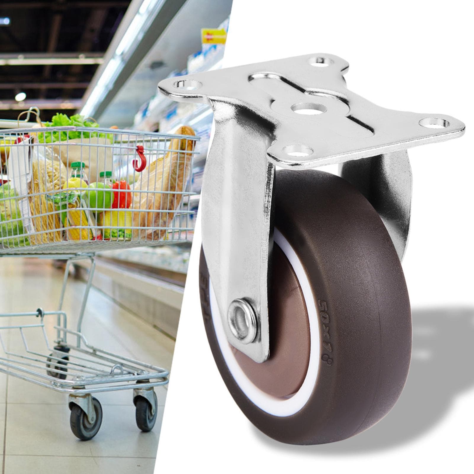 4Pcs 2in TPE Rubber Removable Mute Chair Fixed Rubber Casters