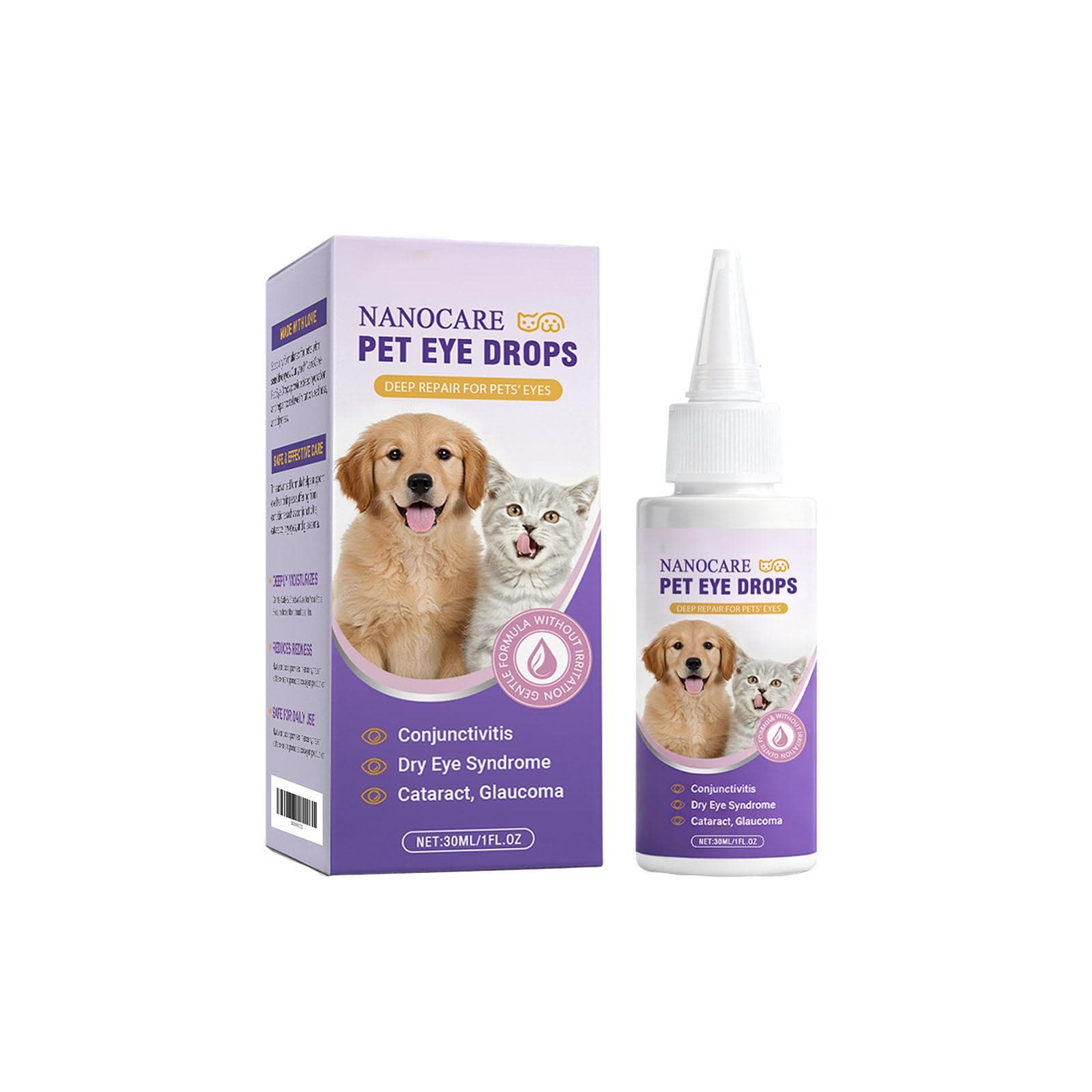 Pet Eye Drops: A Cleaning And Care Drop For Cats And Dog Tear Stains And Secretions. Universal For Pet Cats And Dogs30ml One Size