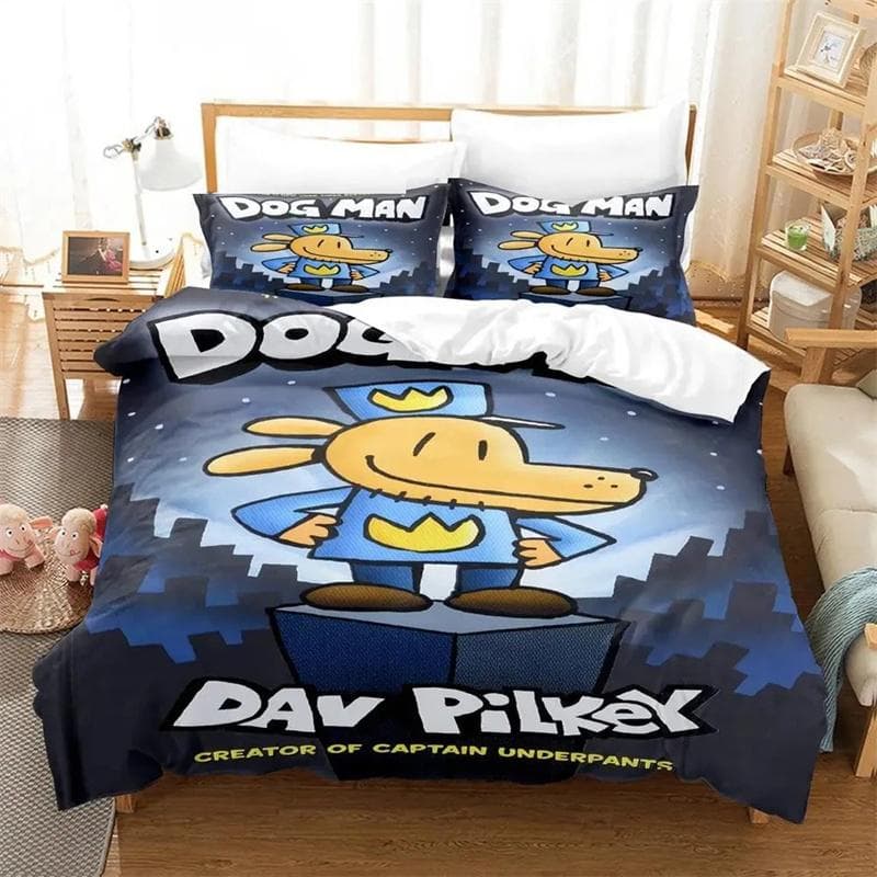 3D Print Cartoon Dog Man Bedding Set Boys Girls Twin Queen Size Duvet Cover Pillowcase Bed Kids Adult Polyester Comforter Cover 135X200cm