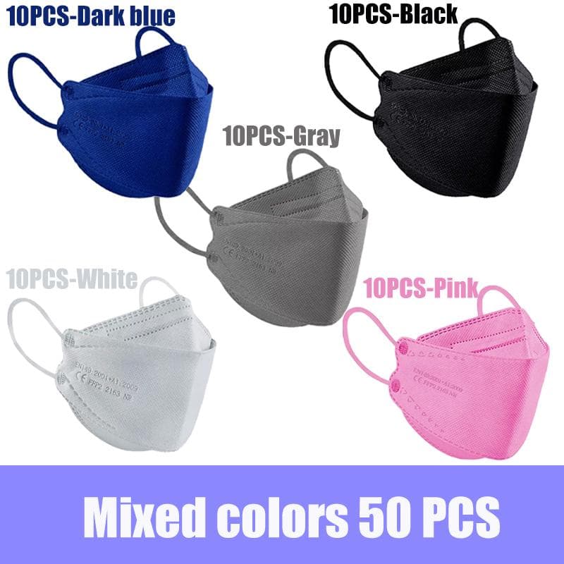 Fish Shape FFP2 Colorful Face Mask Mascarillas Anti-fog Dust Respirator Breathable Adult Masks 50PCS multicolour