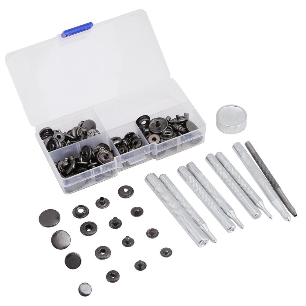 40 Sets Press Stud Snap Button Popper Fastener Leather Jeans Accessories Base Tools Black