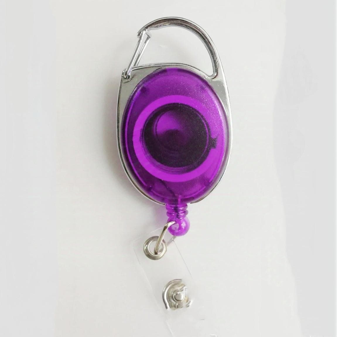 Plastic Retractable Badge Reels Keychain Lanyard for Pass Card Holder for Staff Exhibition office Supplies purple