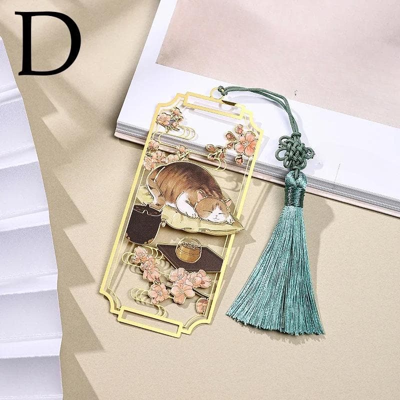 Creative 1Pcs Chinese Style Hollowed Out Metal Cat Bookmarks Students Library Reading Tools Teacher's Day Gifts School Souvenirs