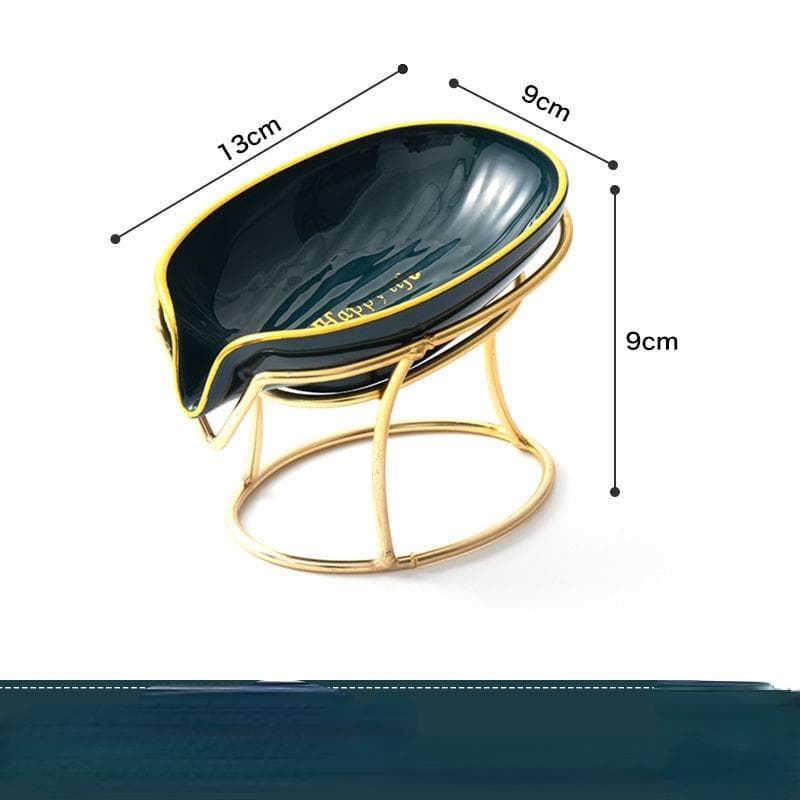 Light Luxury Soap Holder For Bathroom Leaf Shape self draining Soap dish with Metal bracket Bathroom accessories