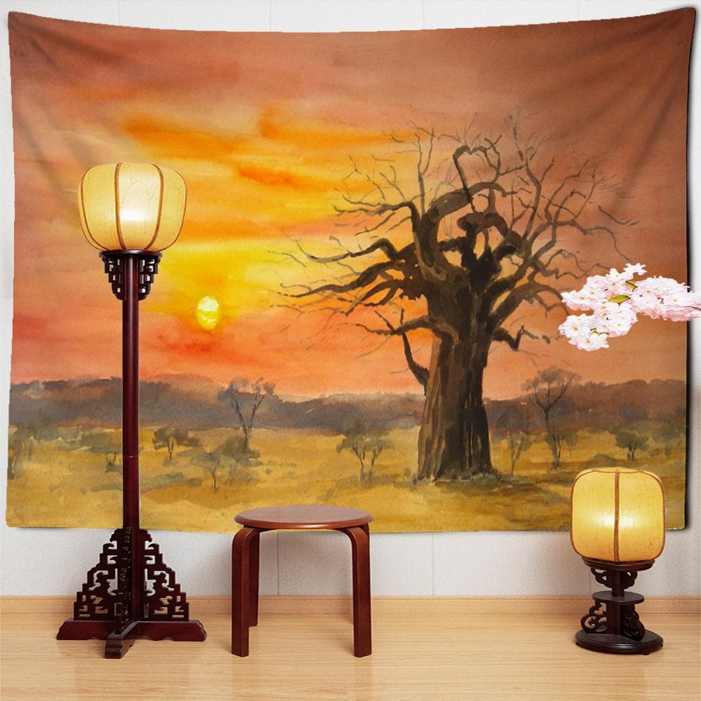 Beautiful Modern Landscape Oil Painting Tapestry Wall Hanging Psychedelic Art Boho Aesthetic Room Tv Background Decor 95x70cm
