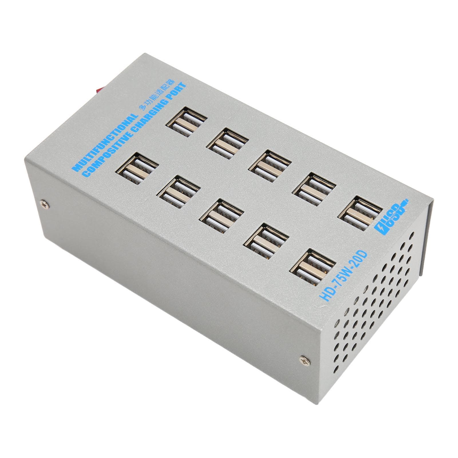 USB Charging Station 75W 20 Ports USB Charger Circuit Protection USB Charging Hub 100‑240V for EU Plug