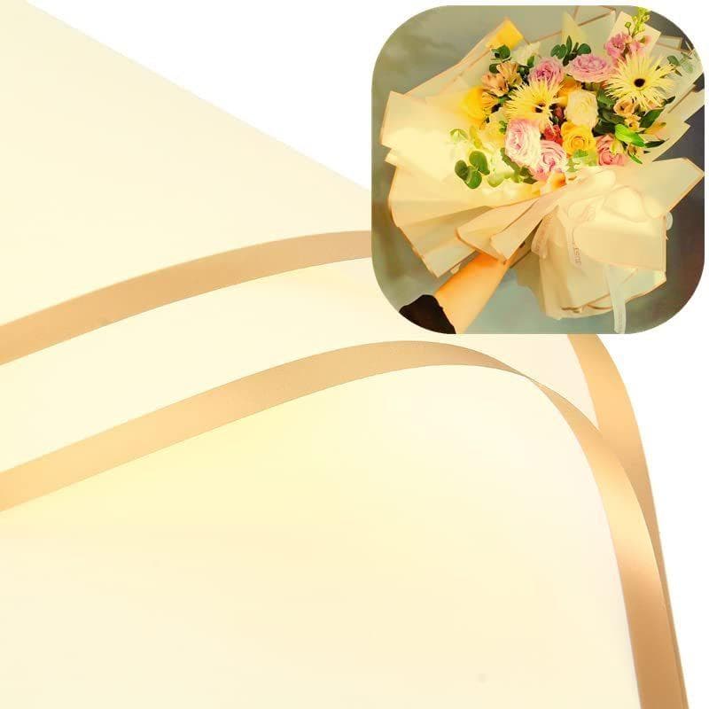 20 Sheets, Golden Edge Flower Wrapping Paper for DIY Crafts and Gift Packaging yellow