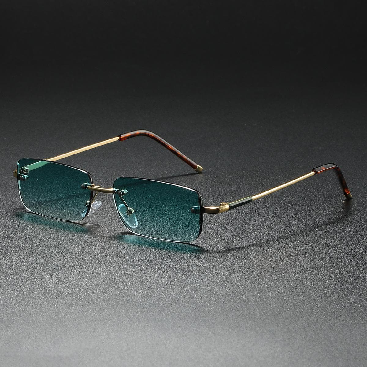 Fashion Rimless Sunglasses Rectangle Small Square Eyeglass For Women Men Traveling Shades Popular Unisex 1PC