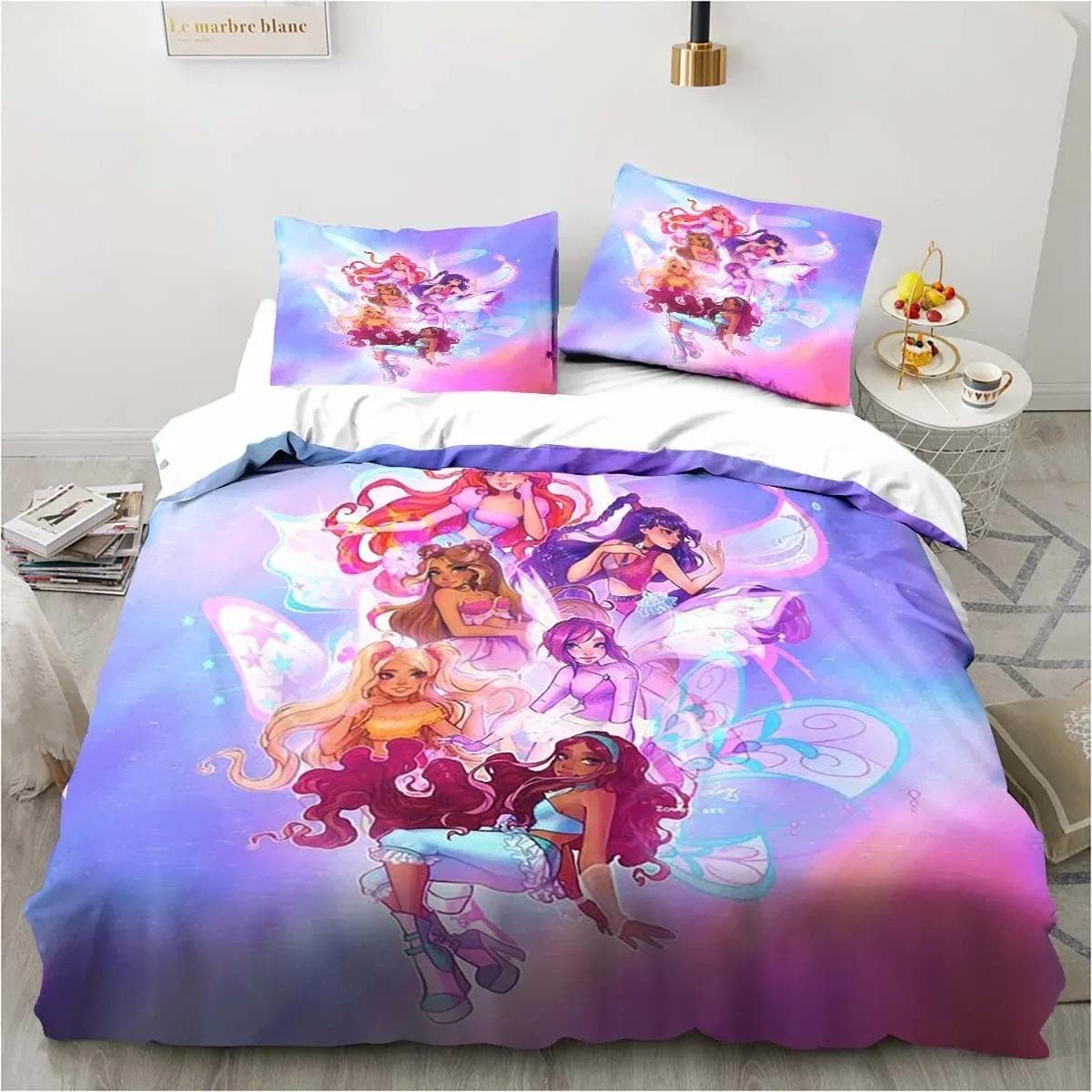 Kawaii Anime Winx Bedding Set Bed Three Piece Single Double King Size Bed Set Adult Children's Bedroom Duvet Cover Set Kids Gift 70x133cm 2pcs