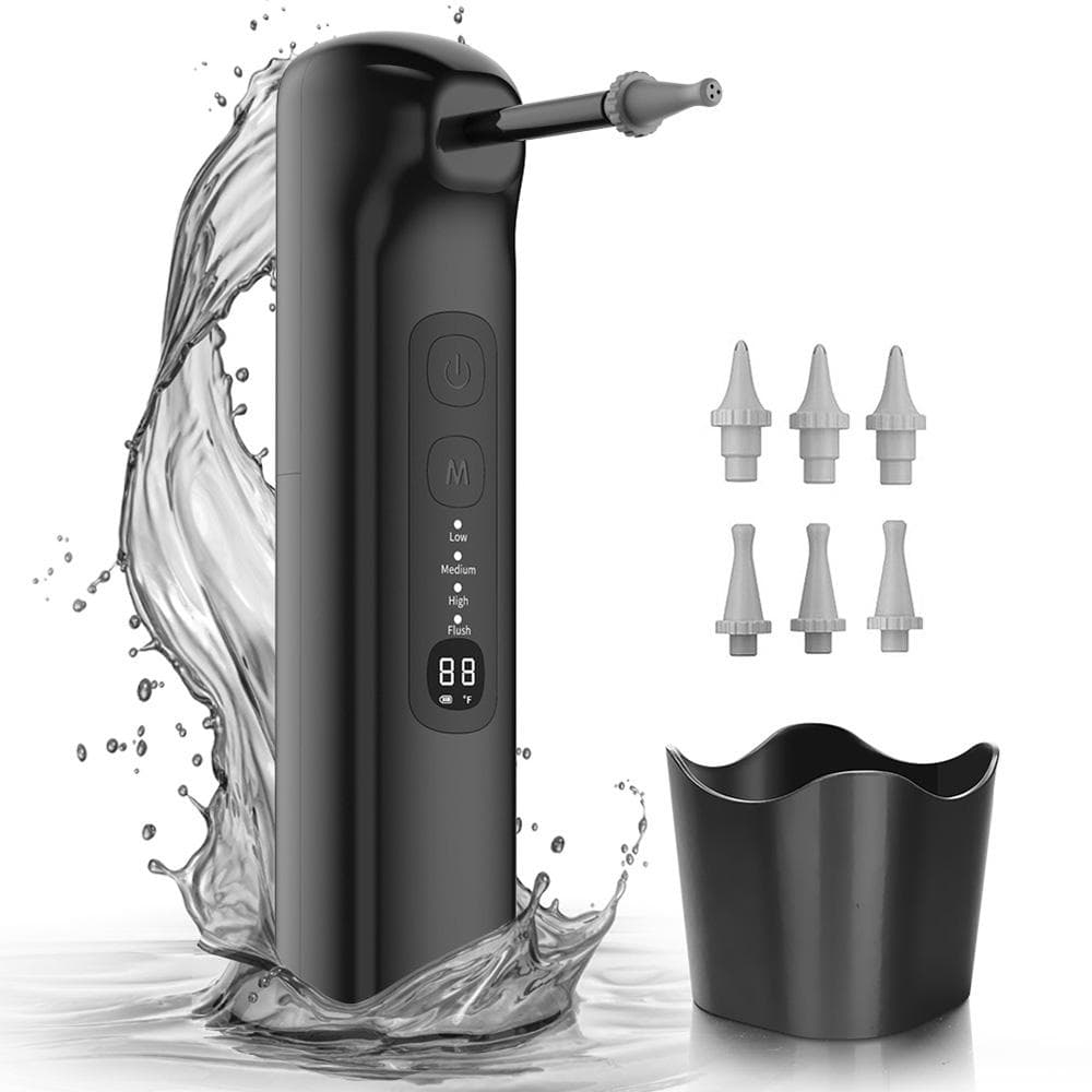 Electric Ear Wax Removal Ear Cleaner with 4 Flush Modes LED Screen USB Rechargeable Ear Cleaning black