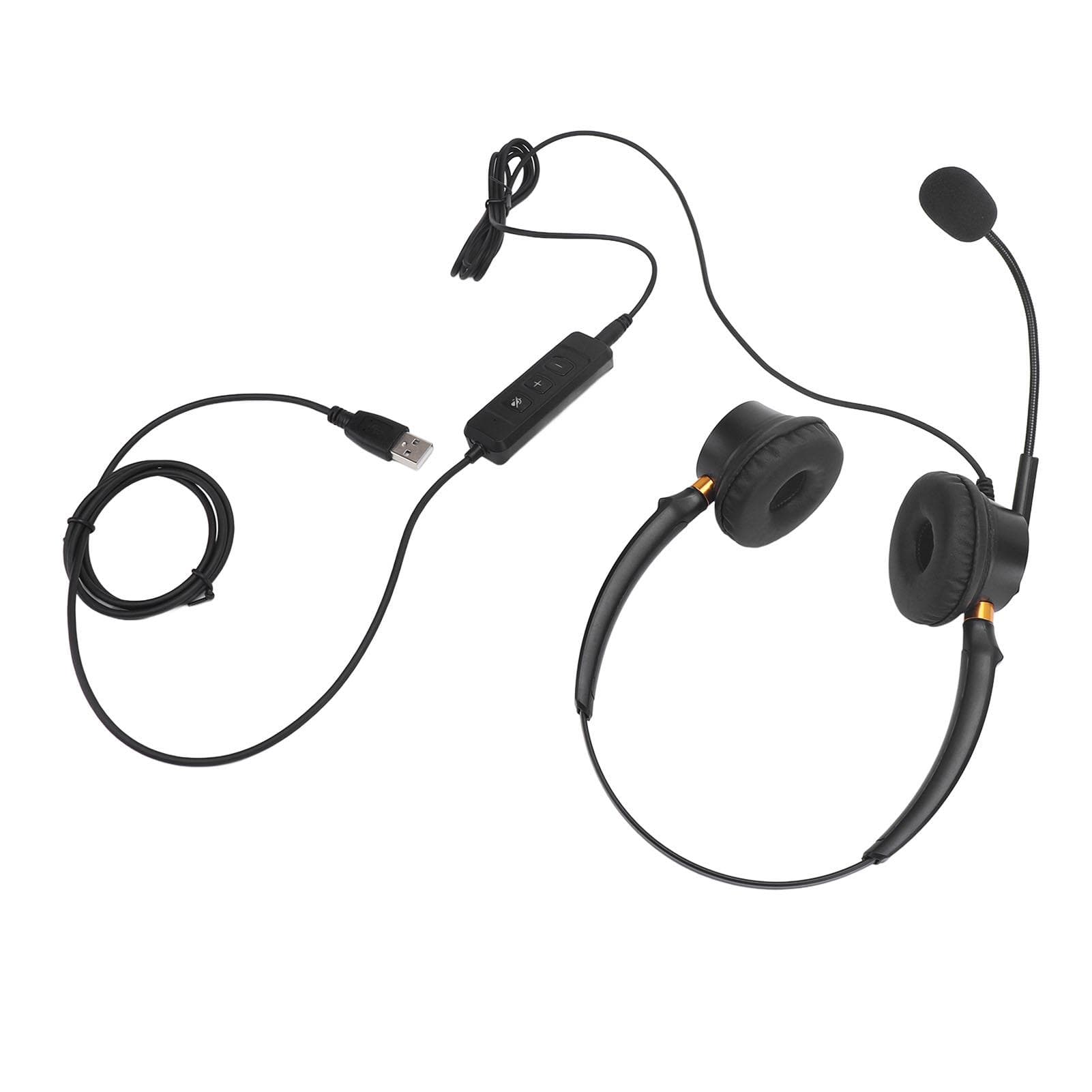Headset with Noise Canceling Microphone USB Dual Ear Volume Adjustable Office Telephone Headset for