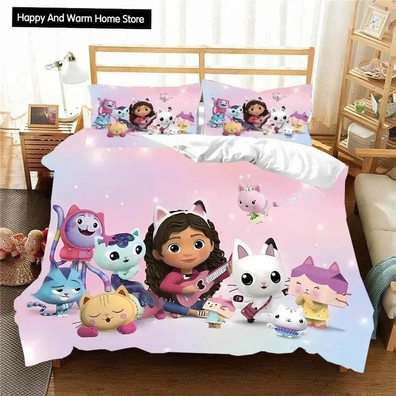 Gabbys D-Dollhouse Bedding Set Duvet Cover Comforter Bed Single Twin Full Queen Youth Boys Girl Boys Gift King Size Bedding Set EU single(135x200cm)