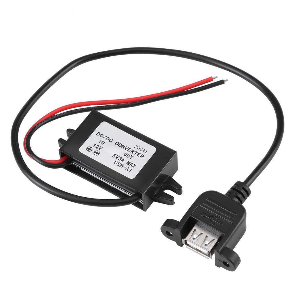 Car DC 12V to 5V 3A 15W Step Down Converter Regulator with Female Panel Mount USB