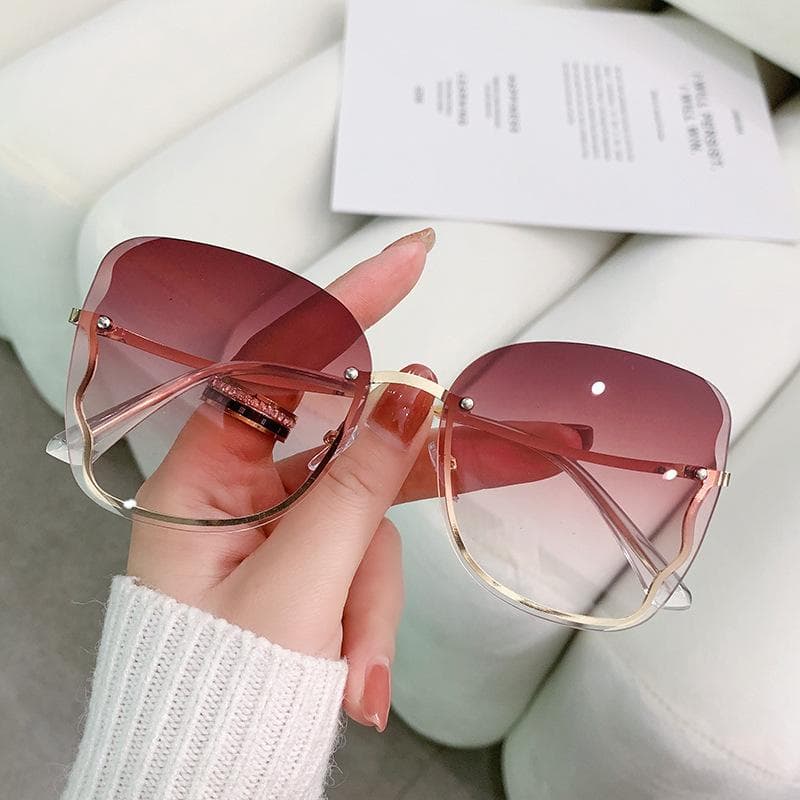 New Trend Frameless Cut Edge Sunglasses Women Butterfly Shaped Eyeglasses Cool Photography Shades Fashion Accessories 1PC