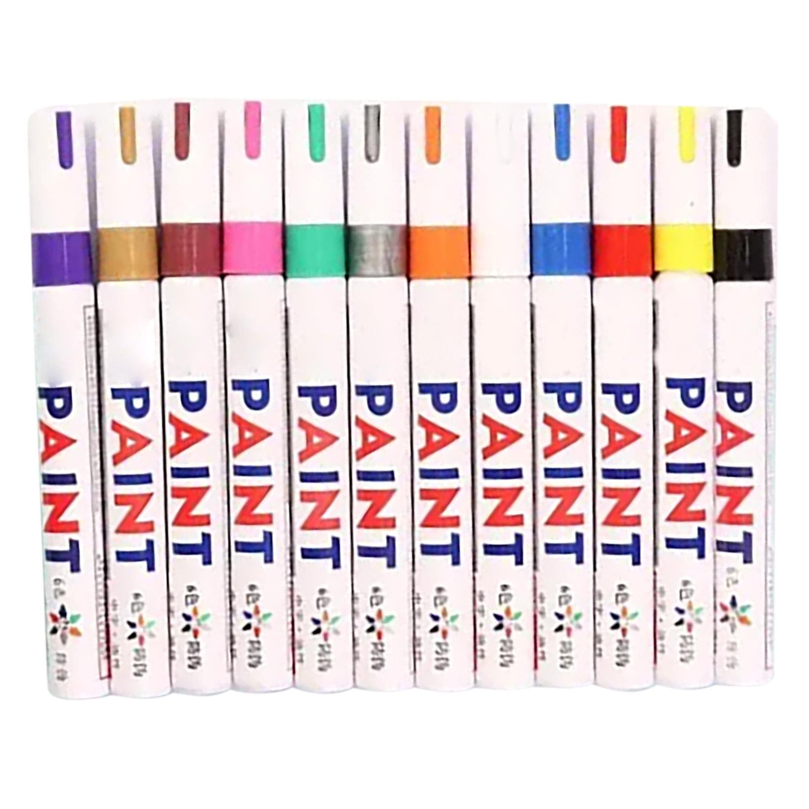 12Pcs Graffiti Markers Assorted Bright Colors Waterproof Quick Dry Paint Markers for Glass Wood
