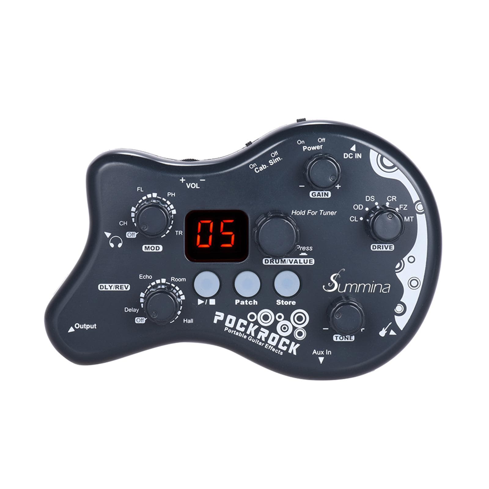 summina PockRock Portable Guitar Multi-effects Processor Effect Pedal 15 Effect Types 40 Drum EU Plug dark gray