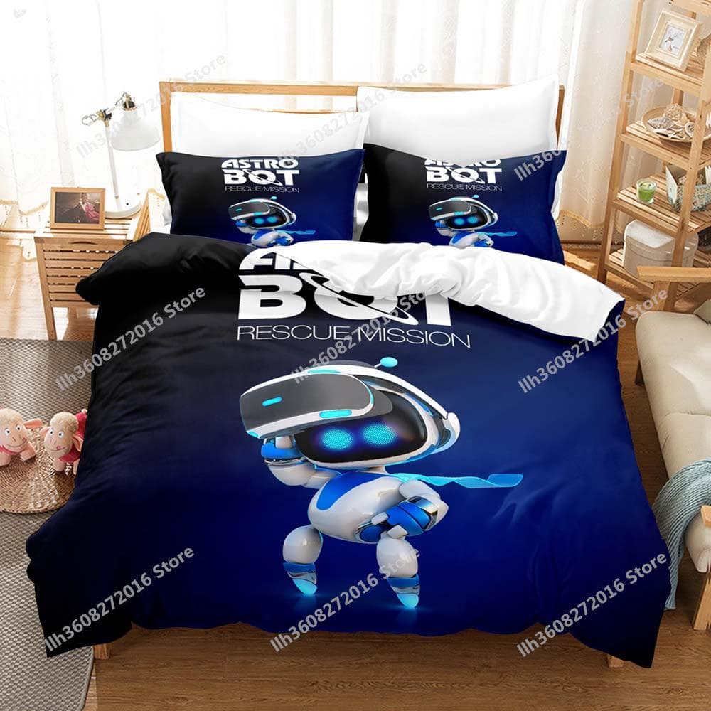 ASTRO BOT Bedding Set Single Twin Full Queen King Size Bed Set Adult Kid Bedroom Duvetcover Sets 3D Print Anime Bed Sheet S EU Double(200x200cm)