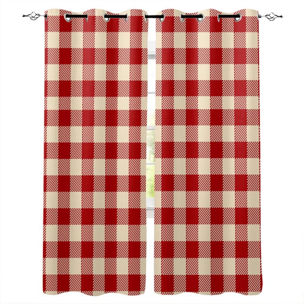 British Style Blue Orange Check Window Curtains Curtains for Living Room Decorative Items Living Room 135W x 60H(cm)