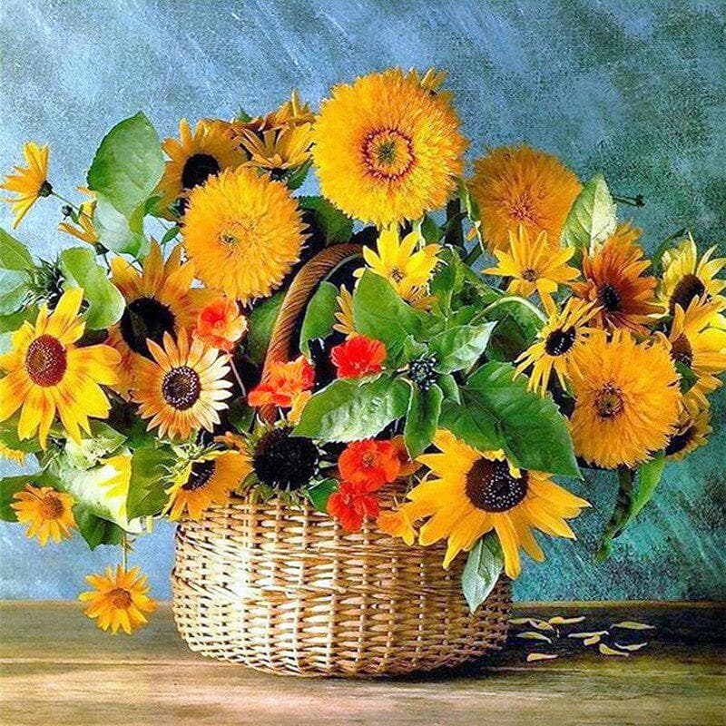 5d Diy Partial Diamond Painting Cross Stitch Sunflower Basket Diamond Embroidery Diamond Peinture 30x30CM
