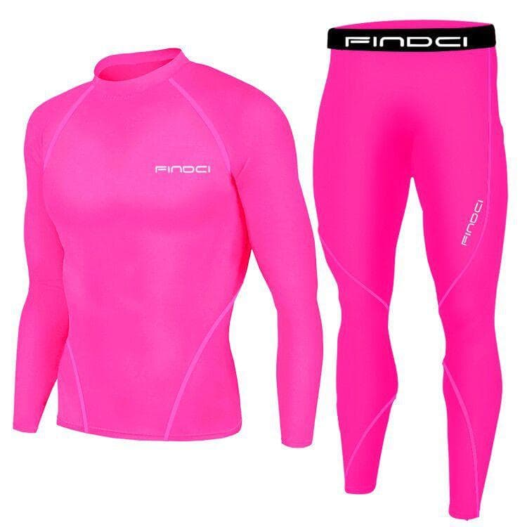 Men Tracksuit Compression Tops Sets Black Tight Trousers Long Sleeve T Shirts Long Pants Sport Suits M
