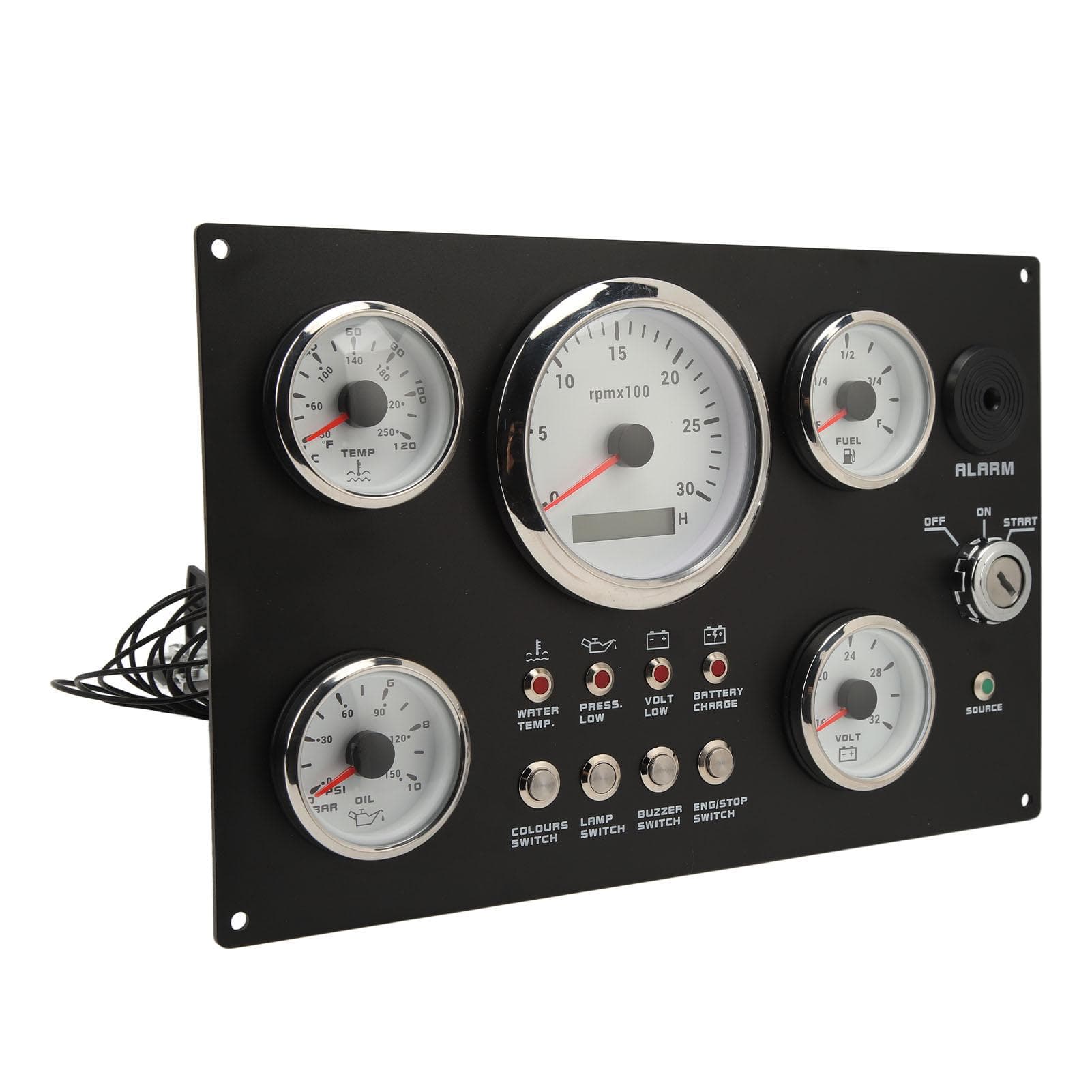 5 Gauge Instrument Panel 7 Colors Backlight 3000RPM Maximum Oil Pressure Voltage Display For Marine